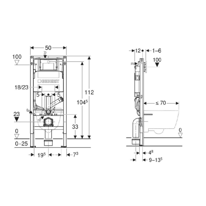Geberit 111.364.00.6 - Modul încastrat Duofix 112 cm pentru WC suspendat