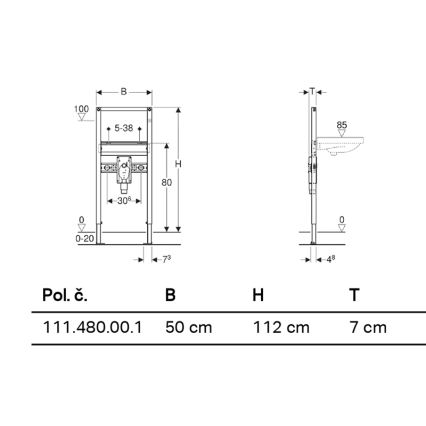 Geberit 111.480.00.1 - Modul încastrat Duofix 112 cm pentru lavoar suspendat