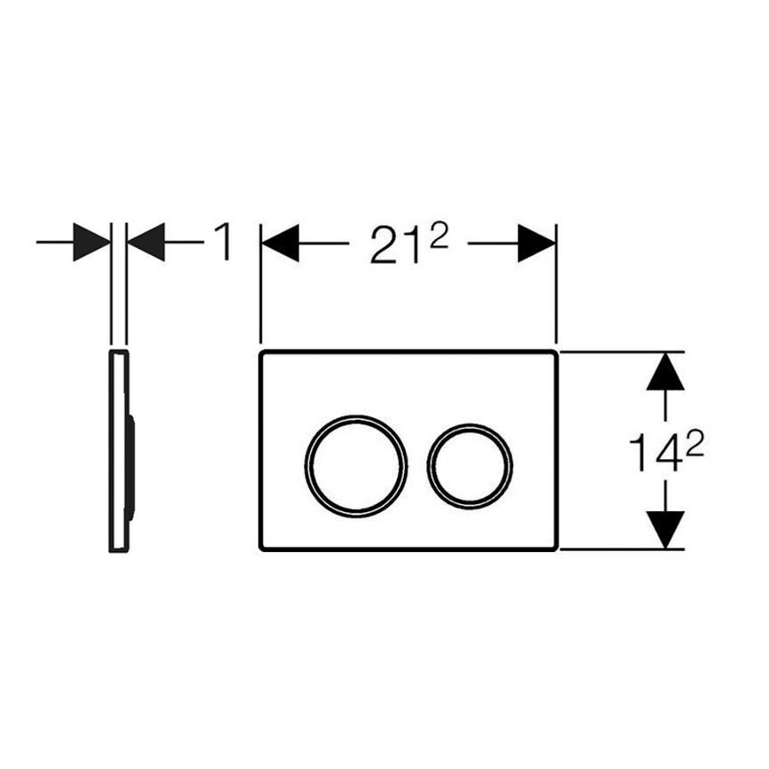 Geberit 115.085.KM.1 - Plăcuță de acționare Omega20 21,2x14,2 cm negru/crom lucios