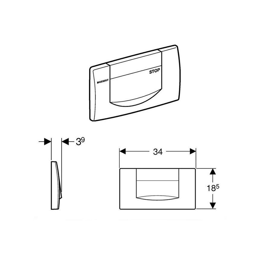 Geberit 115.222.11.1 - Buton de acționare 200F, 34 x 18,5, alb alpin
