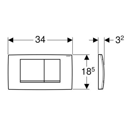 Geberit Placă de acționare Twinline30 115.899.KH.1, 34 x 18,5 cm, crom lucios/crom mat