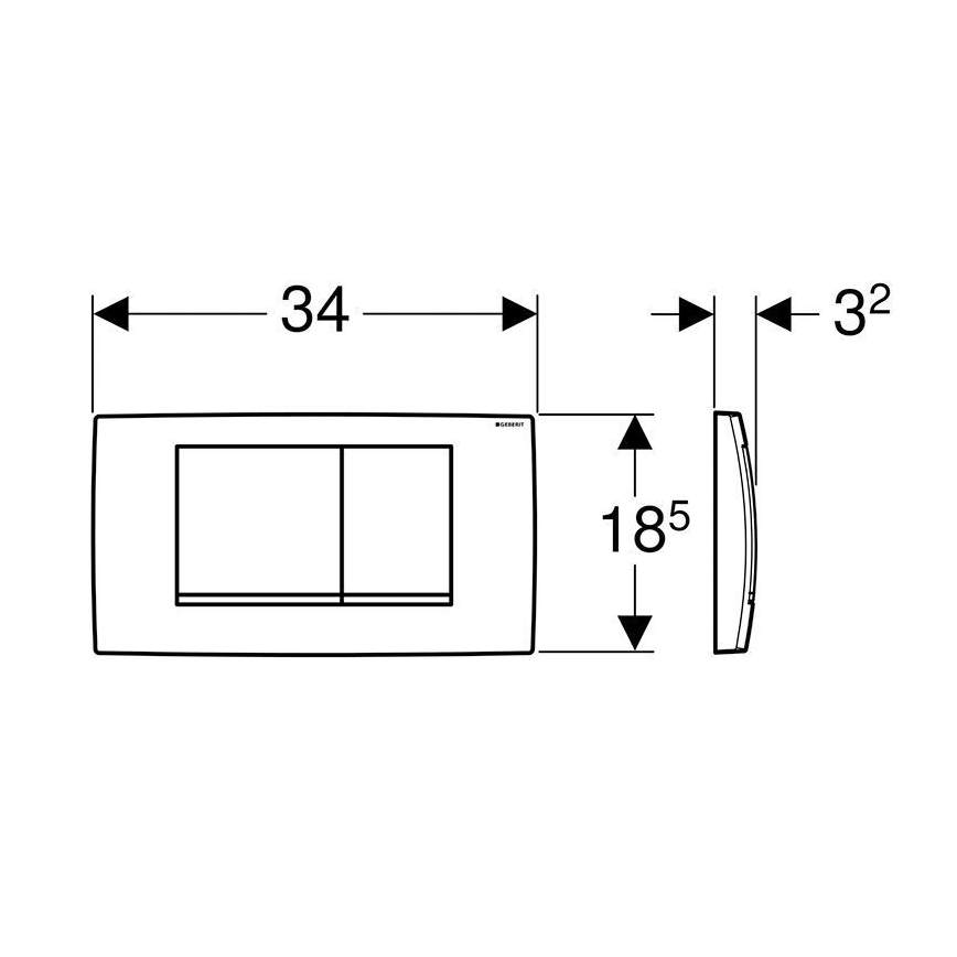 Geberit 115.899.KJ.1 - Plăcuță de acționare Twinline30 34x18,5 cm alb/crom lucios
