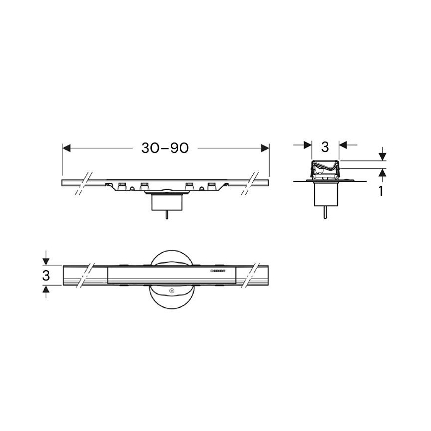 Geberit 154.446.QC.2 - rigolă de scurgere CleanLine 90 x 3 cm, antracit