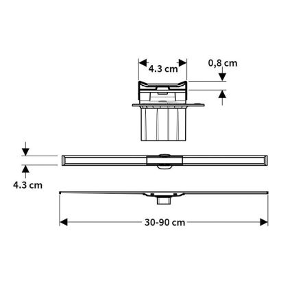 Geberit 154.450.KS.1 - Canal de scurgere CleanLine 90 x 4,3 cm, inox