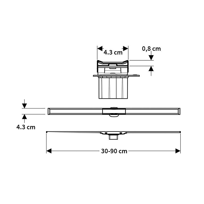 Geberit 154.450.KS.1 - Canal de scurgere CleanLine 90 x 4,3 cm, inox