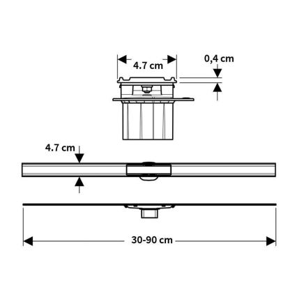 Geberit 154.458.00.1 - Rigolă de scurgere lineară CleanLine, 90 x 4,7 cm, inox