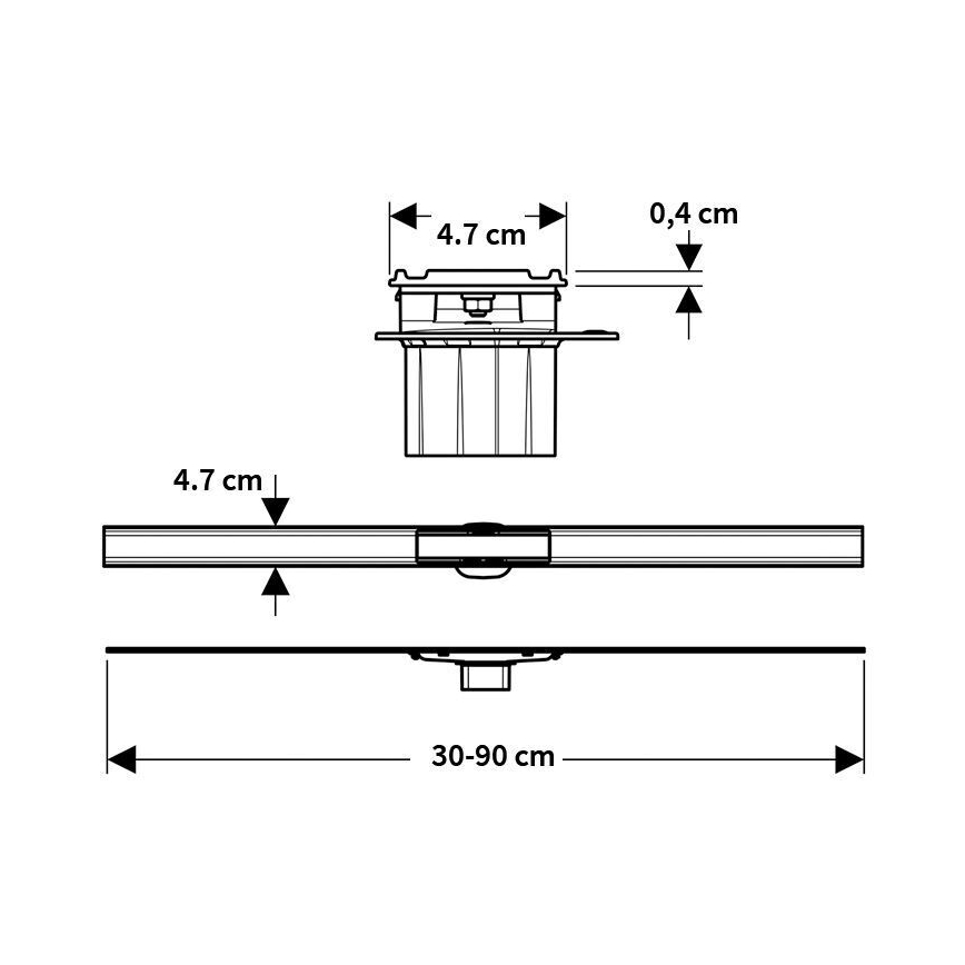 Geberit 154.458.00.1 - Rigolă de scurgere lineară CleanLine, 90 x 4,7 cm, inox