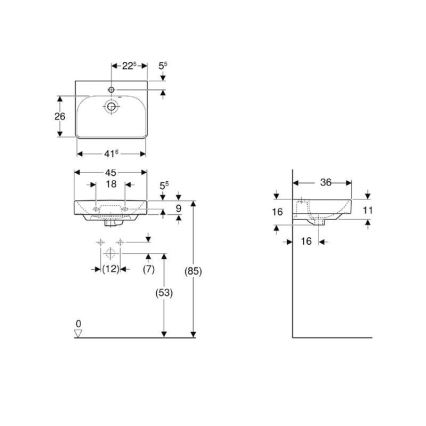Geberit 500.222.01.1 - Lavoar suspendat Smyle Square 45x36 cm ceramică/alb