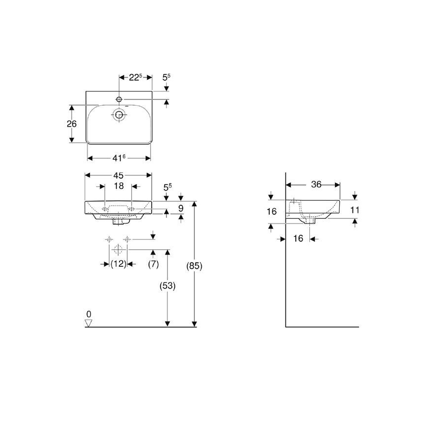 Geberit 500.222.01.1 - Lavoar suspendat Smyle Square 45x36 cm ceramică/alb