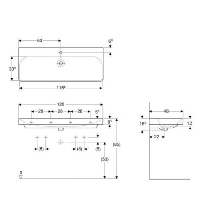 Geberit 500.226.01.1 - Lavoar suspendat Smyle Square 120x48 cm, ceramică, albă