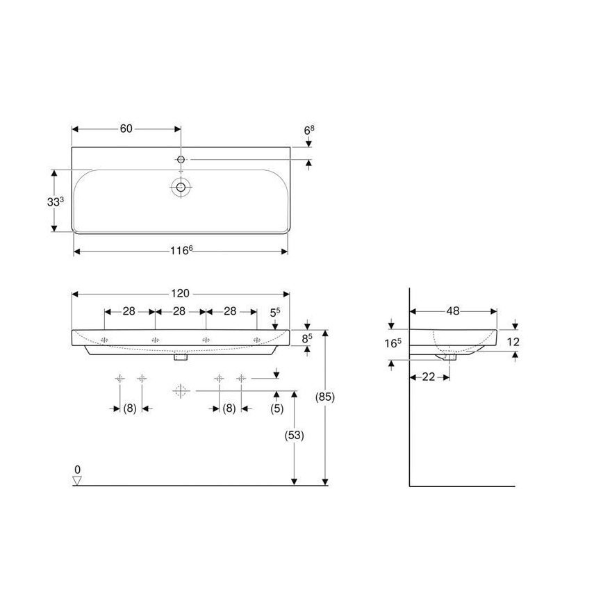 Geberit 500.226.01.1 - Lavoar suspendat Smyle Square 120x48 cm, ceramică, albă