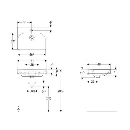 Geberit 500.229.01.1 - Lavoar suspendat Smyle Square 60 x 48 cm, ceramică, alb