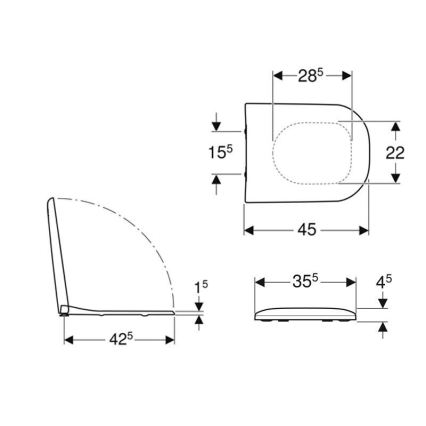 Geberit 500.236.01.1 - Capac WC Smyle SoftClose, duroplast, alb