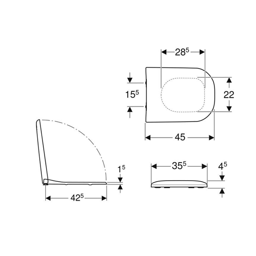 Geberit 500.236.01.1 - Capac WC Smyle SoftClose, duroplast, alb