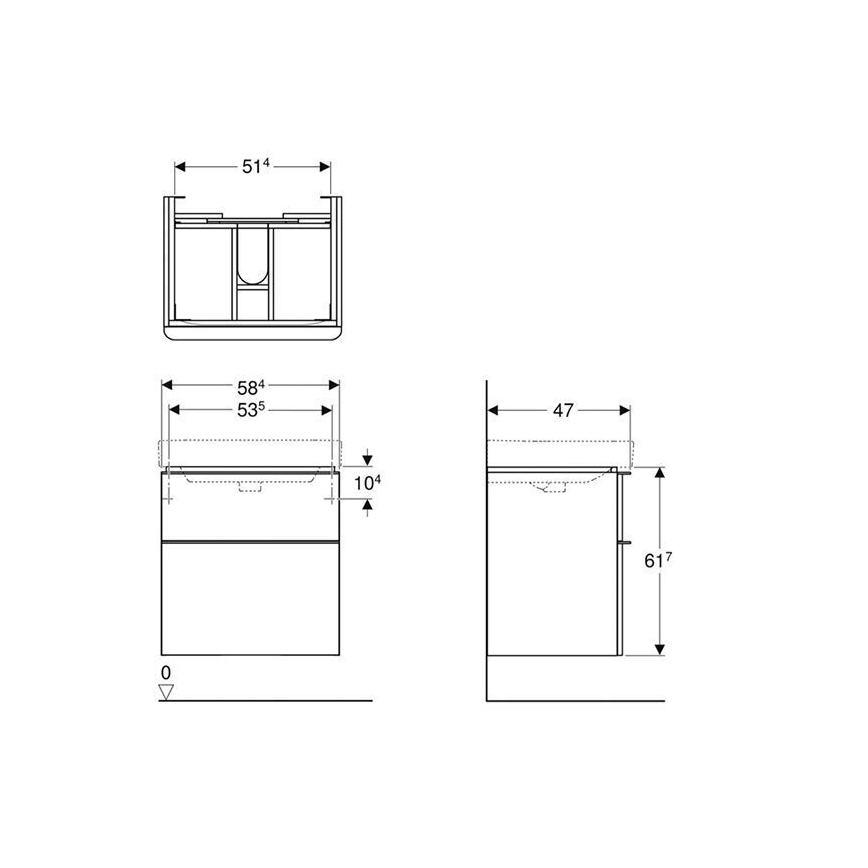 Geberit 500.352.00.1 - Corp mobilier pentru lavoar Smyle Square 61,7 x 58,4 cm, alb