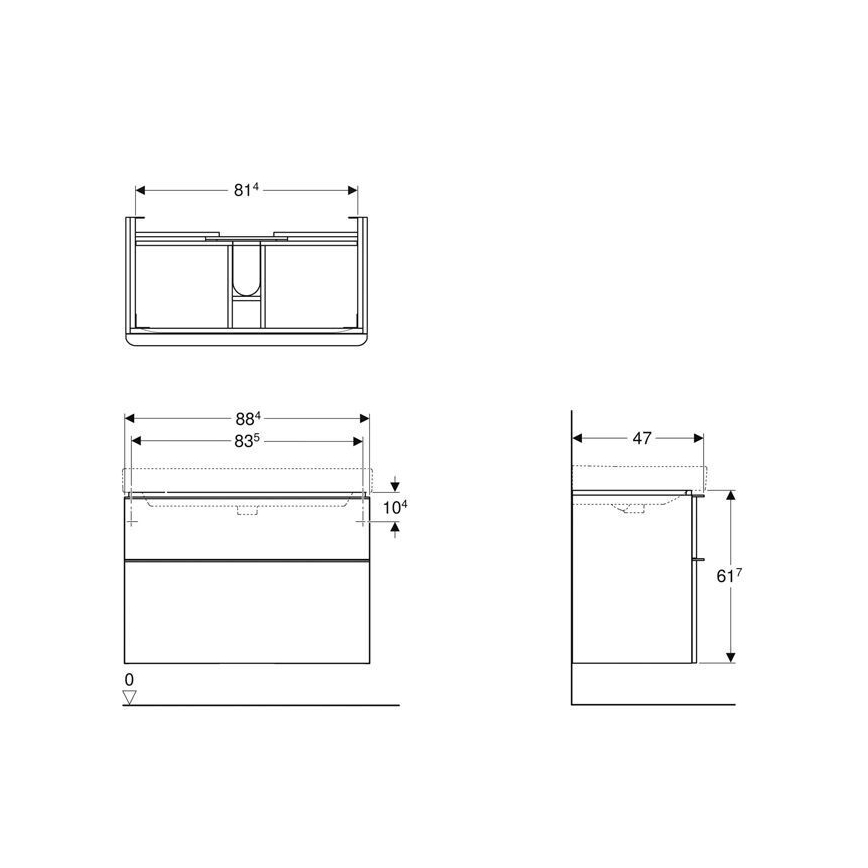 Geberit 500.354.00.1 - Dulap sub lavoar Smyle Square, 61,7 x 88,4 cm, alb