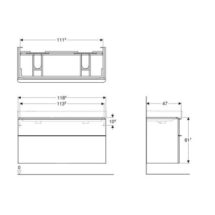 Geberit 500.356.00.1 - Dulap pentru chiuvetă dublă Smyle Square 61,7x118,4 cm alb