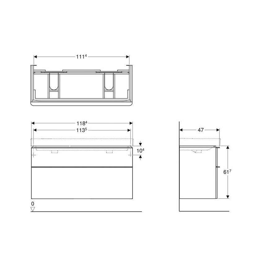 Geberit 500.356.00.1 - Dulap pentru chiuvetă dublă Smyle Square 61,7x118,4 cm alb