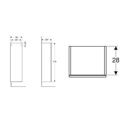 Geberit 500.361.00.1 - Dulap de baie suspendat Smyle Square 118 x 36 cm, alb