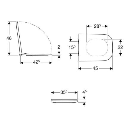 Geberit 500.687.01.1 - Capac WC Smyle Square SoftClose, din duroplast, alb