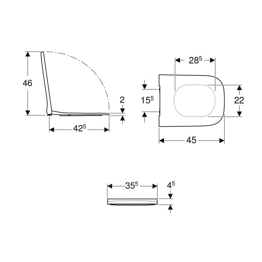 Geberit 500.687.01.1 - Capac WC Smyle Square SoftClose, din duroplast, alb