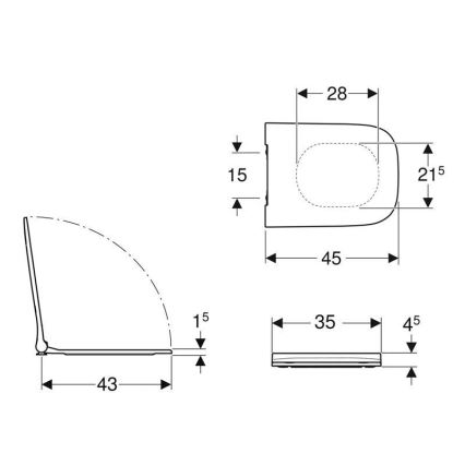 Geberit 500.688.01.1 - Capac WC SoftClose Smyle Square, din duroplast, alb