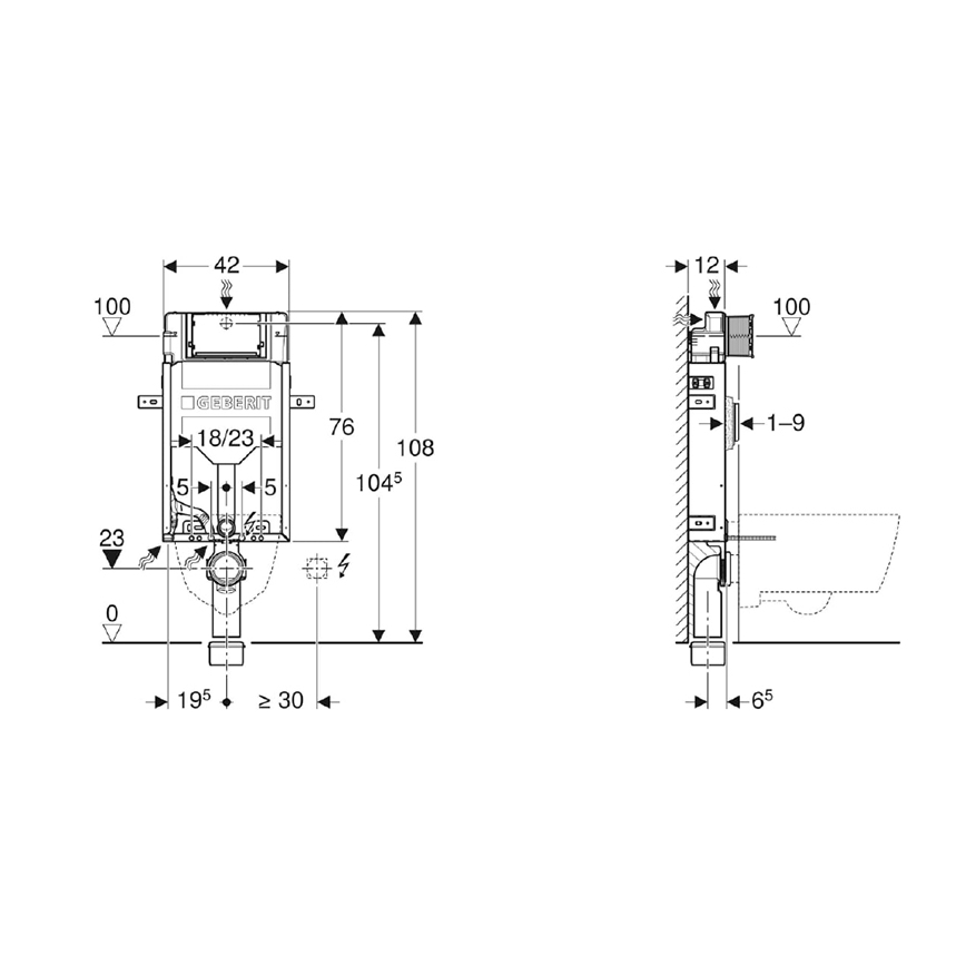 Geberit Kombifix 108 cm - Modul incastrat pentru WC suspendat, cod 110.302.00.5