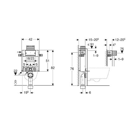 Geberit Kombifix 82 cm - modul incastrat pentru WC suspendat, cod 110.000.00.1