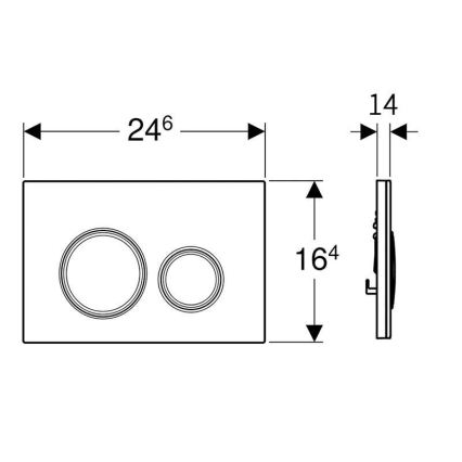 Geberit Sigma50 - plăcuță de acționare 115.884.SJ.1, 24,6 x 16,4 cm, negru/crom lucios