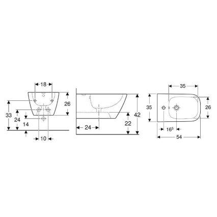 Geberit Smyle Square - Bidet suspendat din ceramică, alb - 500.209.01.1