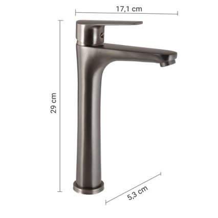 Gedy - Baterie lavoar COMO, 29 cm, gri metalizat