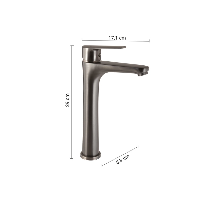 Gedy - Baterie lavoar COMO, 29 cm, gri metalizat