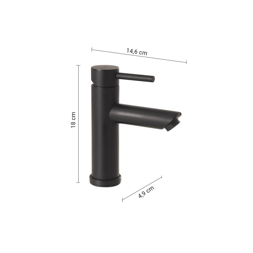 Gedy - Baterie lavoar GARDA, 18 cm, negru mat