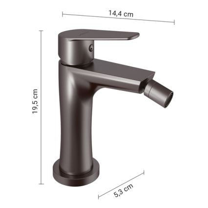 Gedy - Baterie pentru bideu COMO 19,5 cm, gri metalic