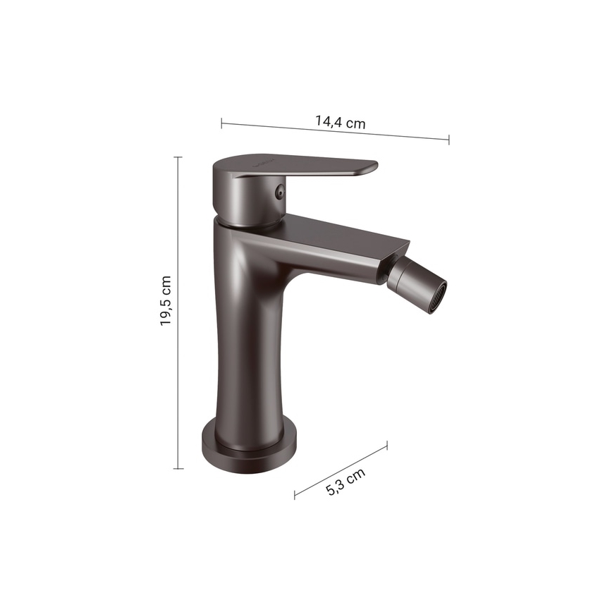 Gedy - Baterie pentru bideu COMO 19,5 cm, gri metalic