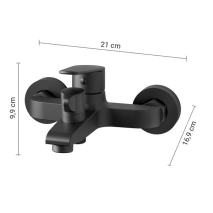 Gedy - Baterie pentru cadă COMO, negru mat
