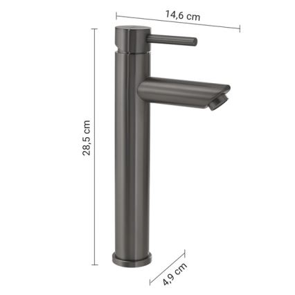 Gedy - Baterie pentru lavoar ALTO, 28,5 cm, gri metalizat