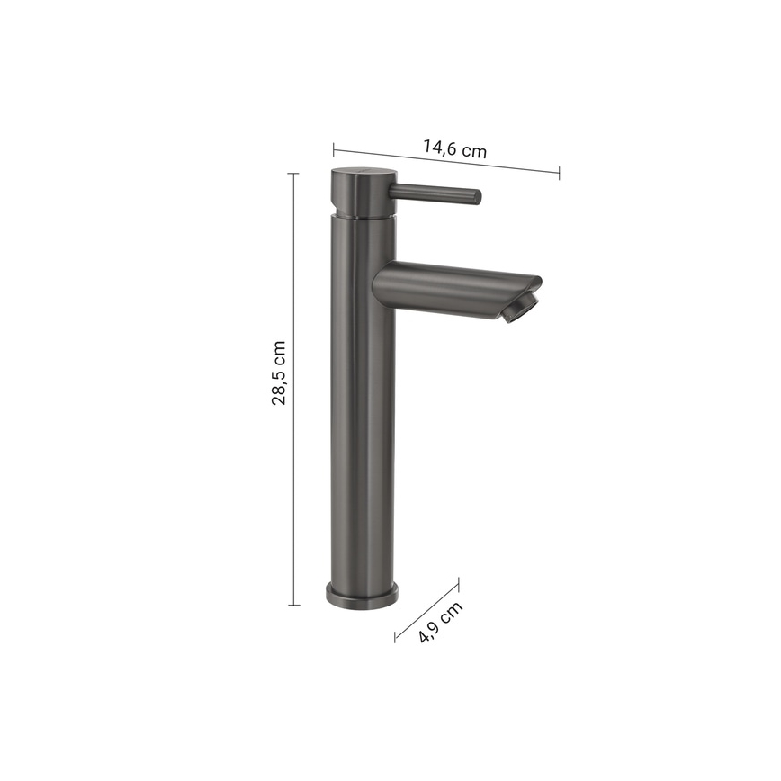 Gedy - Baterie pentru lavoar ALTO, 28,5 cm, gri metalizat