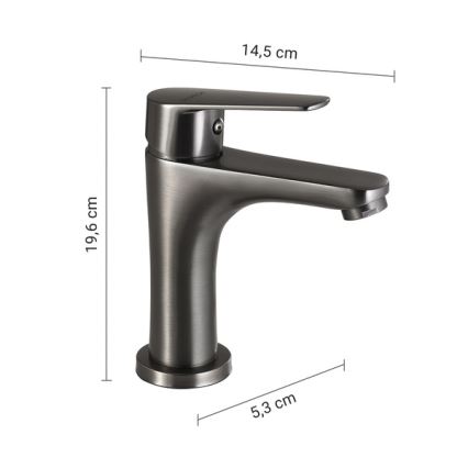 Gedy - Baterie pentru lavoar COMO, 19,6 cm, gri metalic