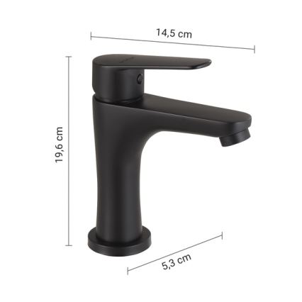 Gedy - Baterie pentru lavoar COMO 19,6 cm, negru mat