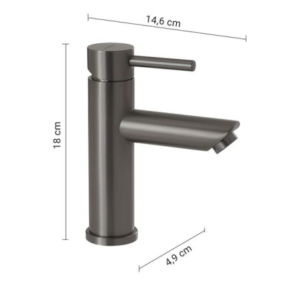 Gedy - Baterie pentru lavoar GARDA, 18 cm, gri metalizat