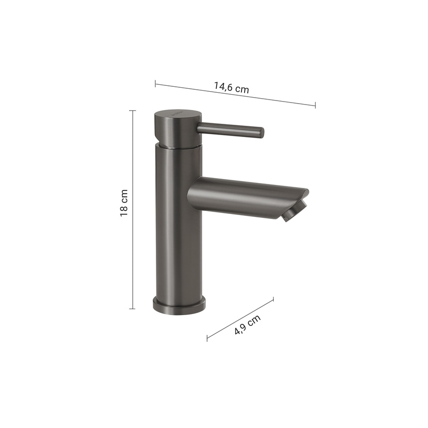 Gedy - Baterie pentru lavoar GARDA, 18 cm, gri metalizat