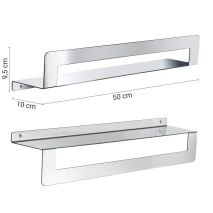 Gedy CLEO - Raft cu suport pentru prosoape, 50 cm, inox lucios