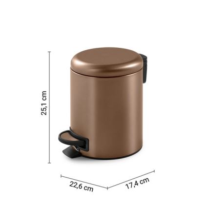 Gedy - Coș de gunoi POTTY, 3 l, cu închidere lină, bronz