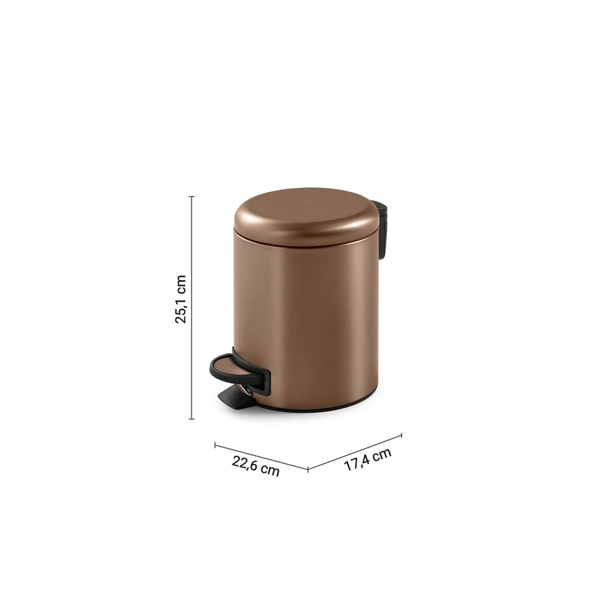 Gedy - Coș de gunoi POTTY, 3 l, cu închidere lină, bronz