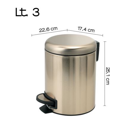 Gedy - Coș de gunoi POTTY 3 l, cu închidere silențioasă, auriu mat