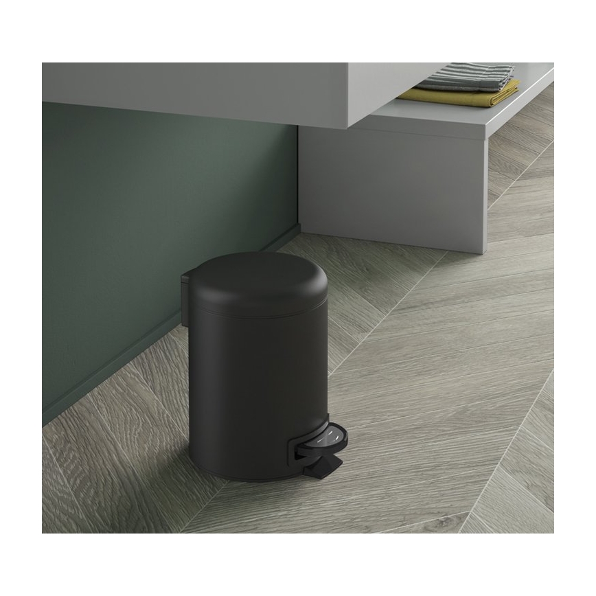 Gedy - Coș de gunoi POTTY 3 l cu închidere silențioasă, negru mat