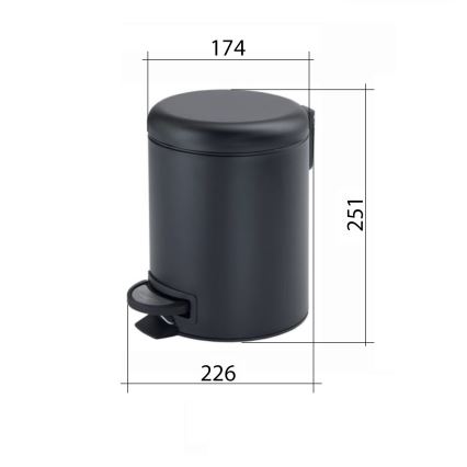 Gedy - Coș de gunoi POTTY, 3 L, închidere silențioasă, gri metalizat