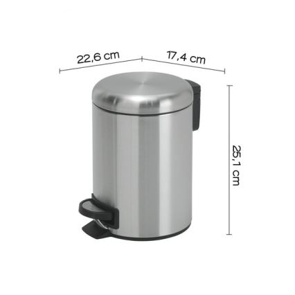 Gedy - Coș de gunoi POTTY 3 l, închidere silențioasă, inox