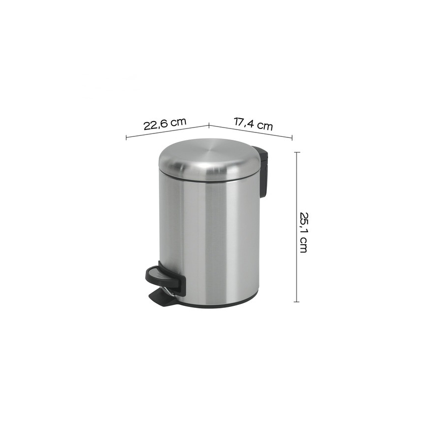 Gedy - Coș de gunoi POTTY 3 l, închidere silențioasă, inox
